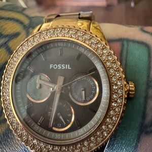 Fossil Gold and Silver Chronograph Watch
